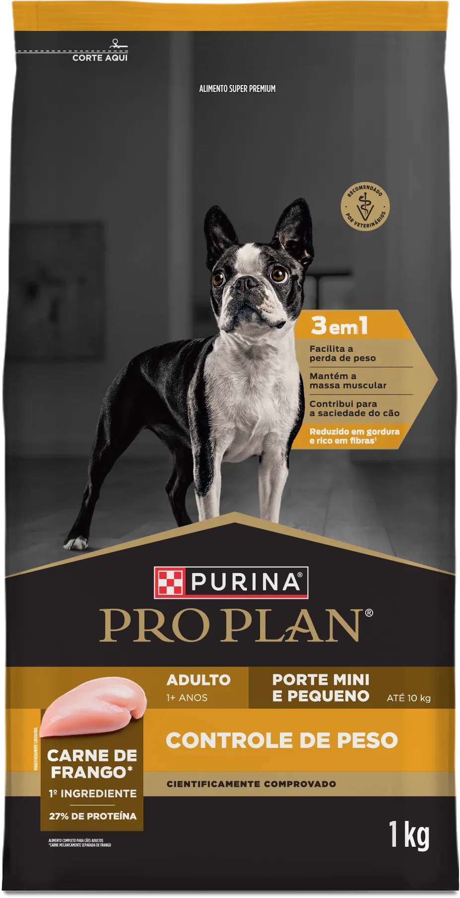 Embalagem de Purina Pro Plan Controle de Peso Minis e Pequenos