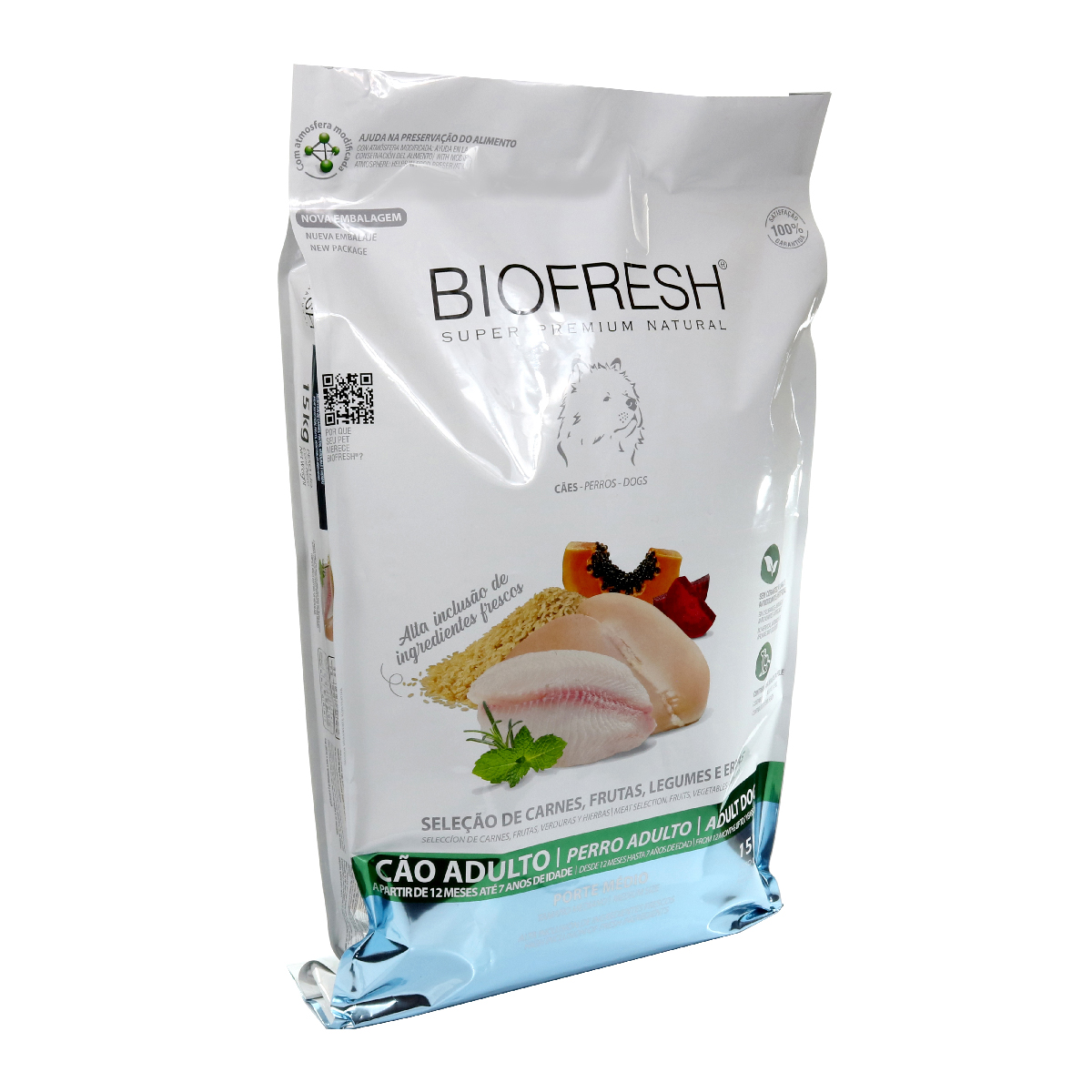 Embalagem de Biofresh Cão Adulto Raças Médias Mix de Carnes, Frutas e Vegetais