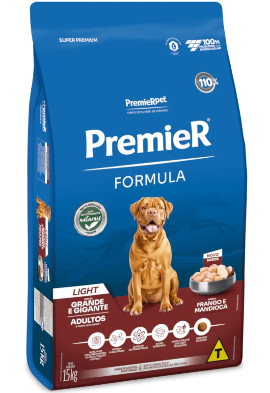 Embalagem de PremieR Formula Cães Adultos Porte Grande e Gigante Light Frango