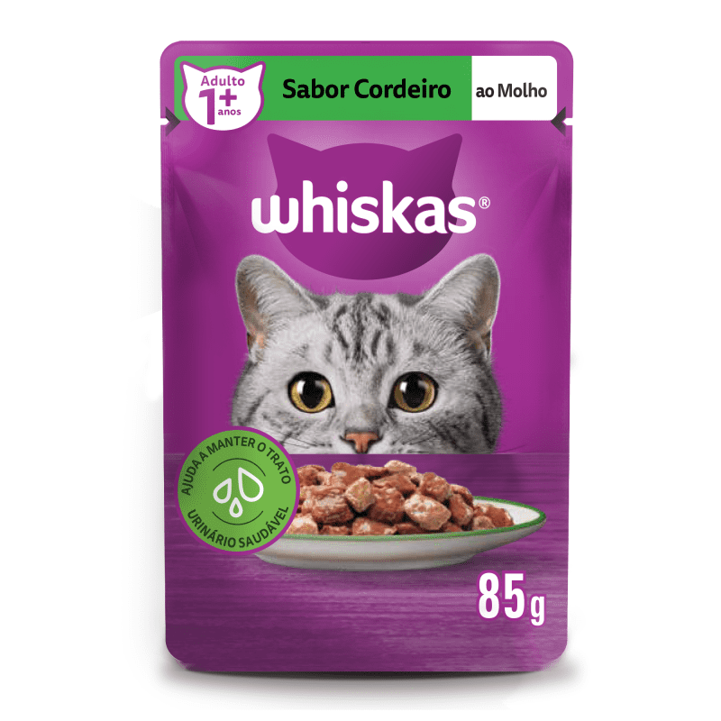 Embalagem de Whiskas Sachê Cordeiro ao Molho para Gatos Adultos