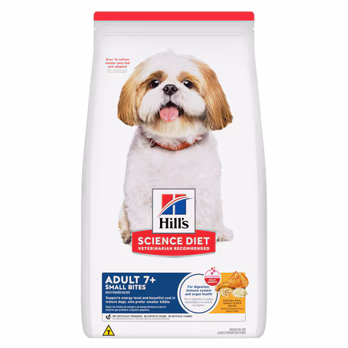 Embalagem de Hill's Science Diet Adulto 7+ Pedaços Pequenos Cães Idosos