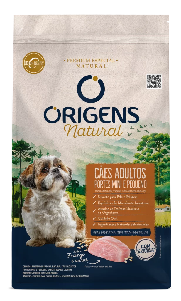 Embalagem de Origens Premium Especial Natural Cães Adultos Portes Mini e Pequeno Sabor Frango e Arroz