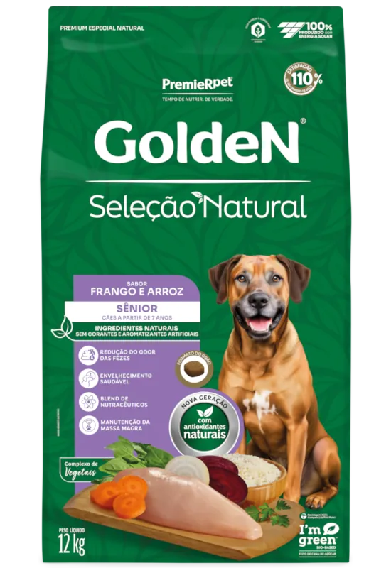 Embalagem de GoldeN Seleção Natural Cães Seniores Frango & Arroz