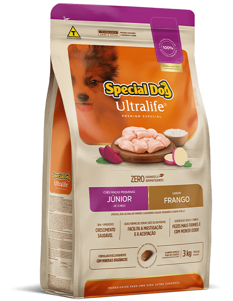 Embalagem de Special Dog Ultralife Cães Raças Pequenas Júnior Sabor Frango