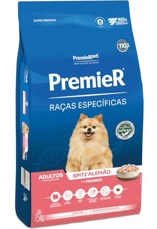 Embalagem de PremieR Raças Específicas Spitz Alemão Adulto Porte Pequeno Frango