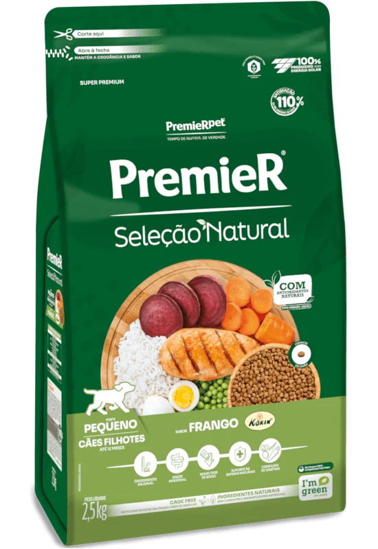 Embalagem de PremieR Seleção Natural Cães Filhotes Porte Pequeno Frango Korin