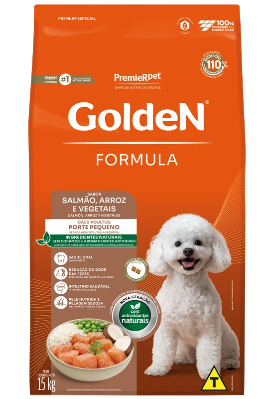 Embalagem de GoldeN Formula Cães Adultos Porte Pequeno Salmão & Arroz