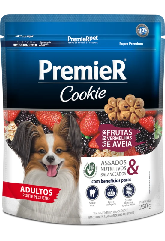 Packshot oficial de PremieR Cookie Cães Adultos Porte Pequeno Frutas Vermelhas e Aveia