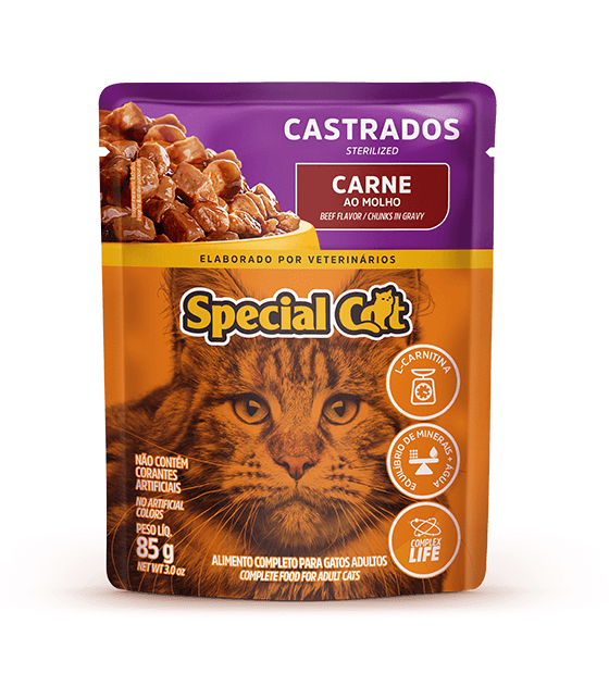 Embalagem de Special Cat Gatos Castrados Sabor Carne (Sachê)