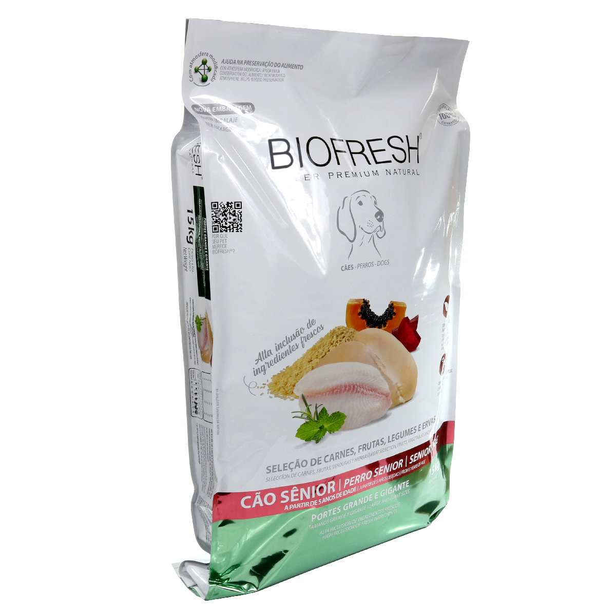 Embalagem de Biofresh Cão Sênior Raças Grandes e Gigantes Mix de Carnes, Frutas e Vegetais
