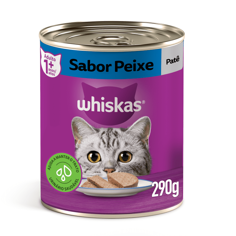 Embalagem de Whiskas Lata Patê de Peixe para Gatos Adultos