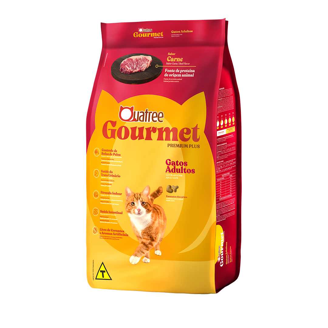 Embalagem de Quatree Gourmet Gatos Adultos Carne