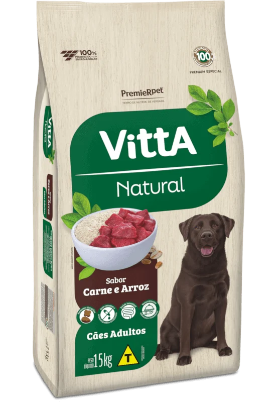 Embalagem de PremieR VittA Natural Cães Adultos Carne e Arroz