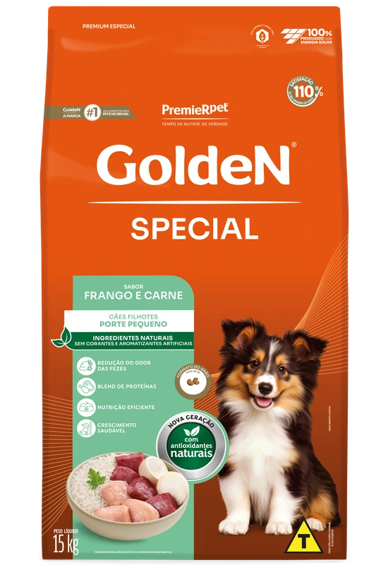 Embalagem de GoldeN Special Cães Filhotes Porte Pequeno Frango e Carne