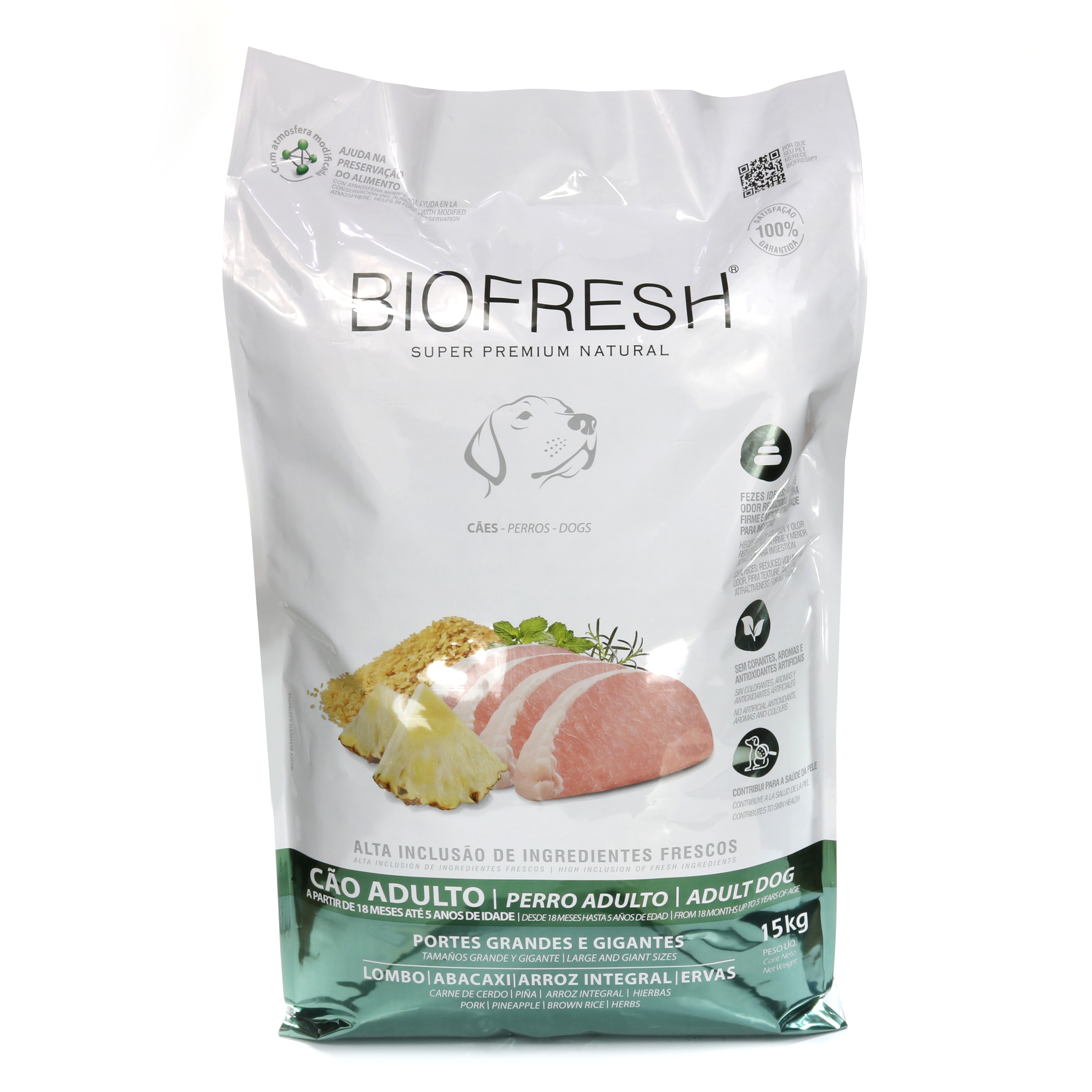 Embalagem de Biofresh Cão Adulto Raças Grandes e Gigantes Lombo, Abacaxi, Arroz Integral e Ervas