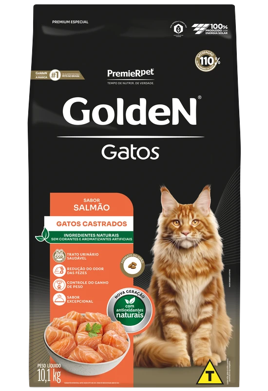 Embalagem de GoldeN Gatos Castrados Salmão