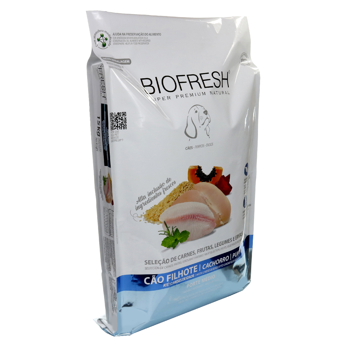 Embalagem de Biofresh Cão Filhote Raças Médias Mix de Carnes, Frutas e Vegetais