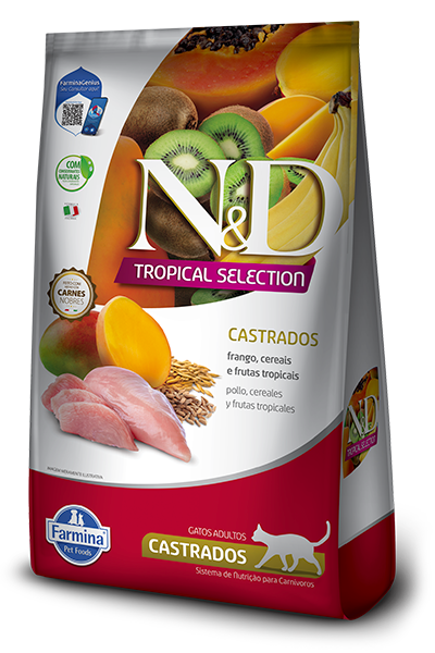 Embalagem de N&D Tropical Selection Feline Frango Adult Castrados