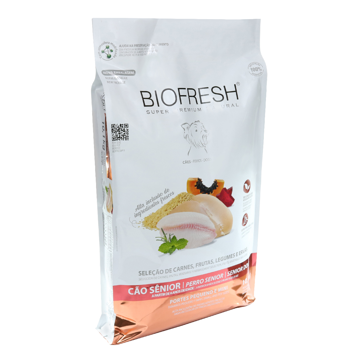 Embalagem de Biofresh Cão Sênior Raças Minis e Pequenas Mix de Carnes, Frutas e Vegetais