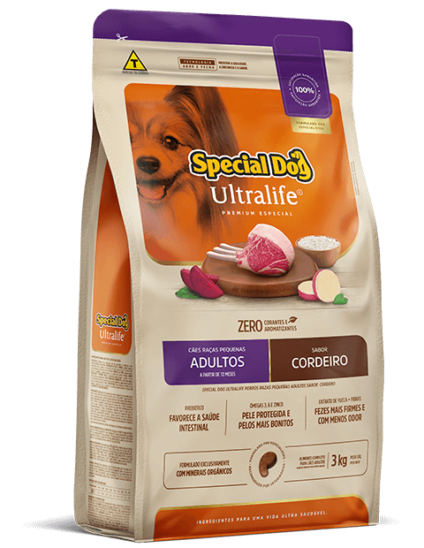 Embalagem de Special Dog Ultralife Cães Raças Pequenas Adultos Sabor Cordeiro