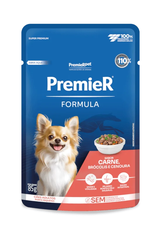 Embalagem de PremieR Formula Úmidos Cães Adultos Porte Pequeno Carne, Brócolis e Cenoura