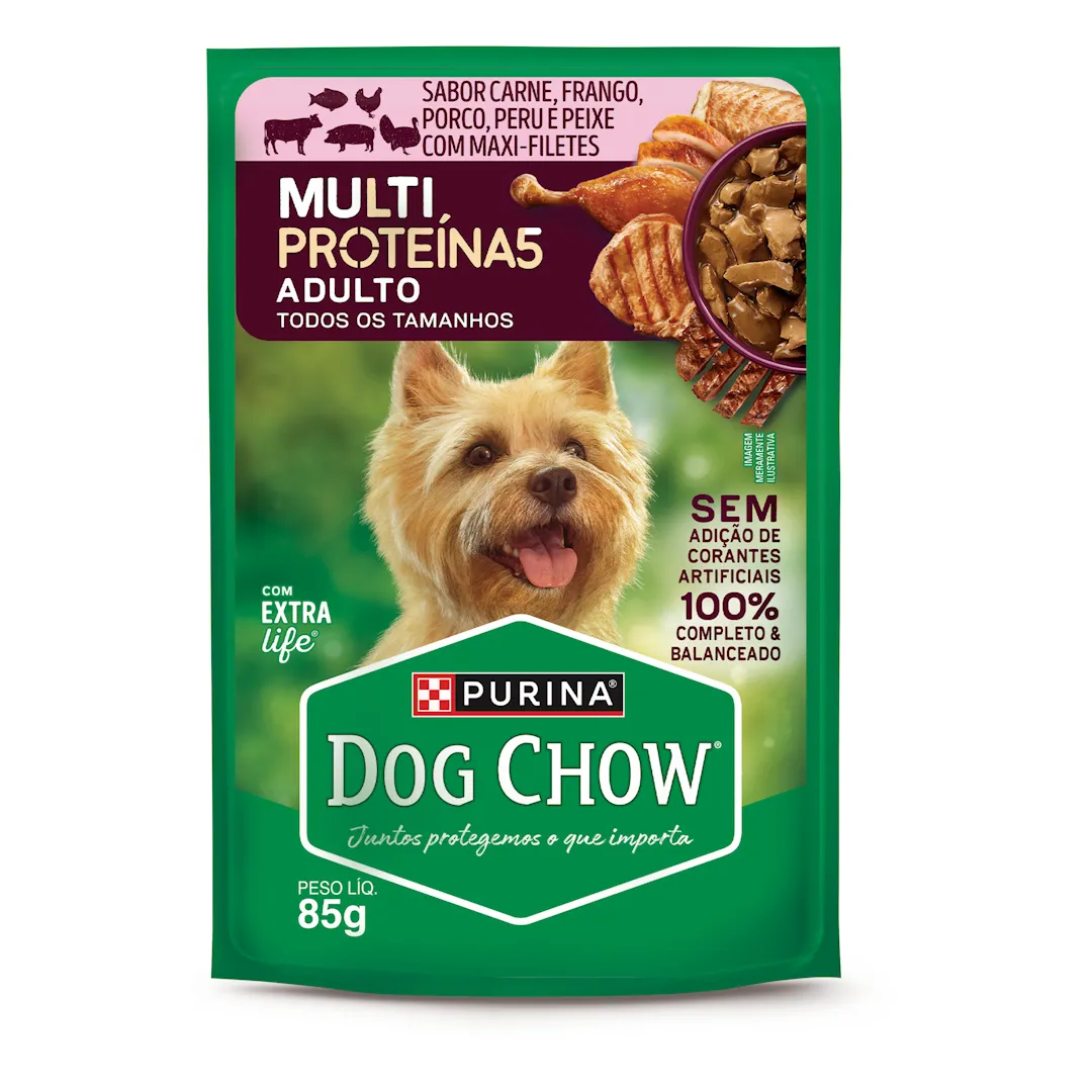 Embalagem de Dog Chow Multiproteína5 Adulto Sabor Carne, Frango, Porco, Peru e Peixe