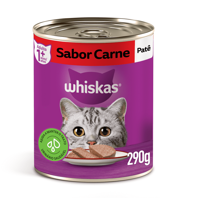 Embalagem de Whiskas Lata Patê de Carne para Gatos Adultos