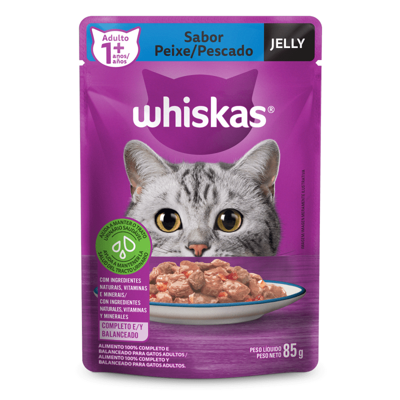Embalagem de Whiskas Sachê Peixe Jelly para Gatos Adultos