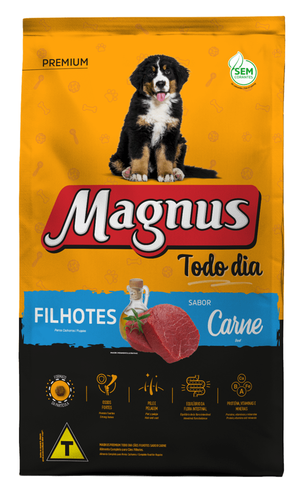 Embalagem de Magnus Premium Cães Todo Dia Filhotes Sabor Carne