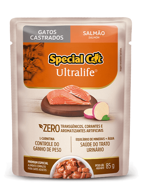 Embalagem de Special Cat Ultralife Gatos Castrados Sabor Salmão (Sachê)