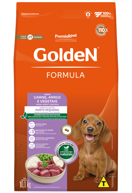 Embalagem de GoldeN Formula Cães Filhotes Porte Pequeno Carne & Arroz