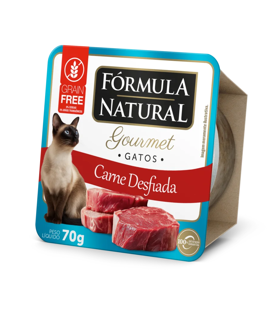 Packshot oficial de Fórmula Natural Super Premium Gourmet Gatos Sabor Carne Desfiada
