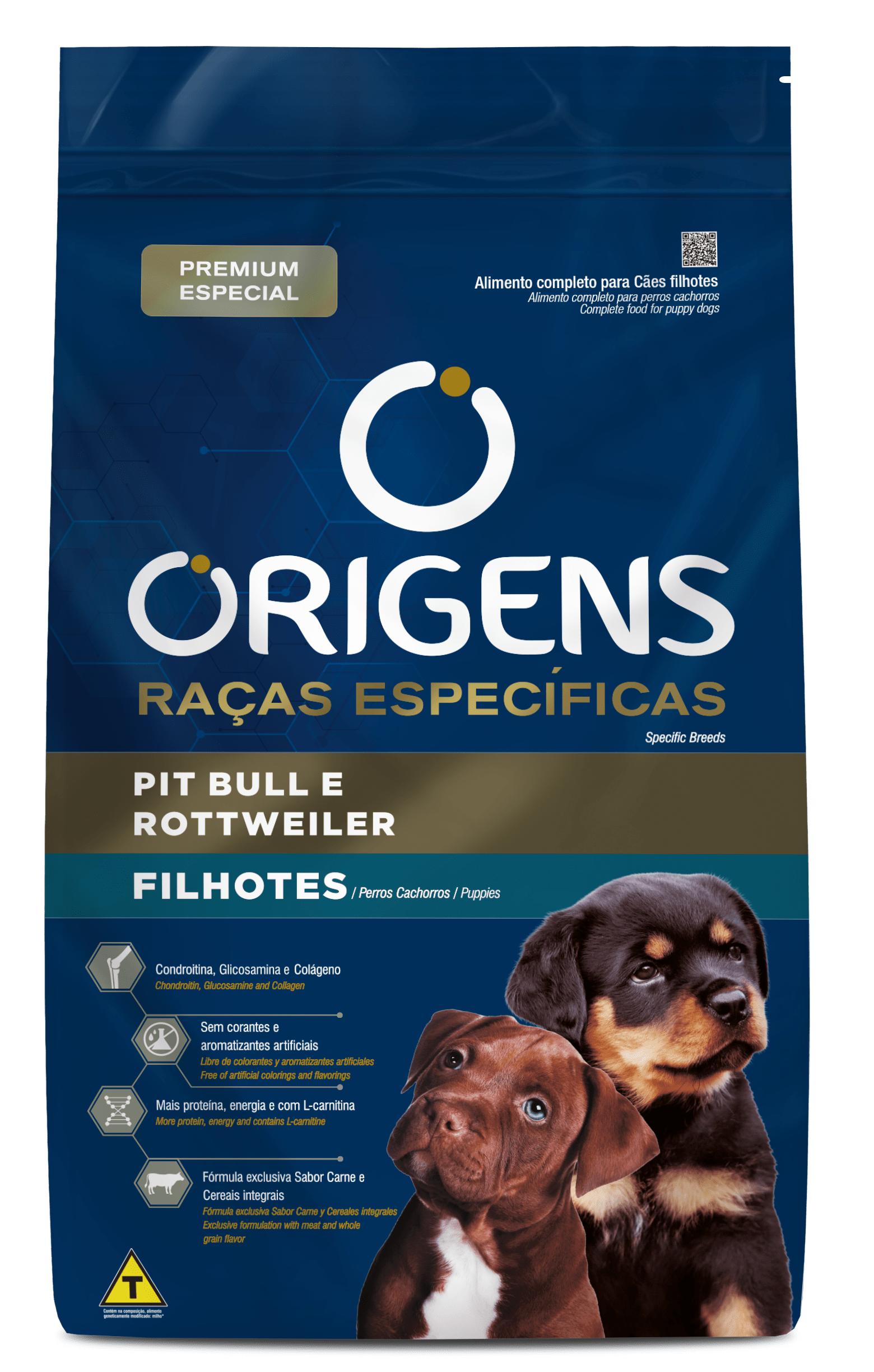 Embalagem de Origens Premium Especial Raças Específicas Cães Filhotes Pit Bull e Rottweiler