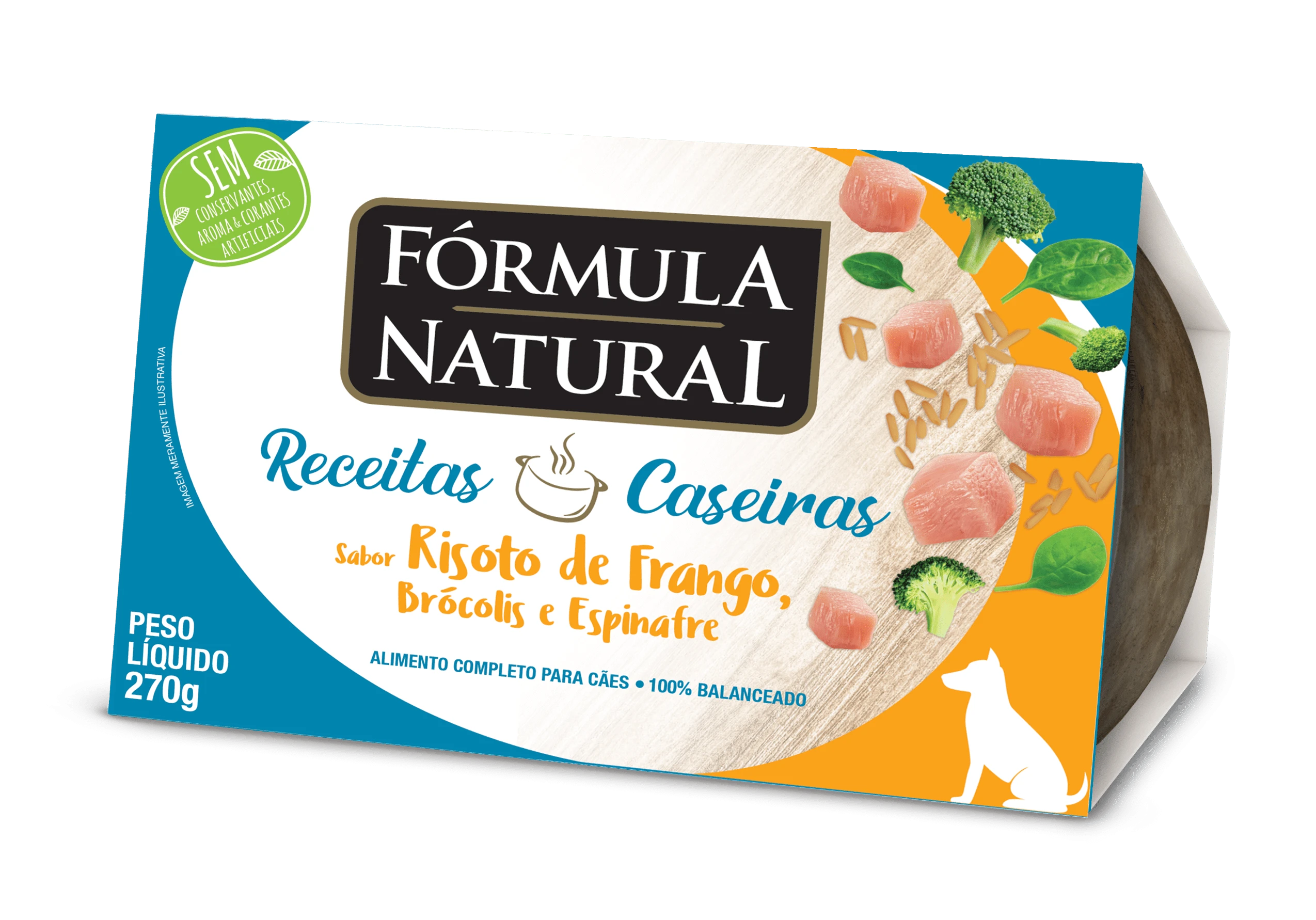 Packshot oficial de Fórmula Natural Receitas Caseiras Cães Adultos Risoto de Frango, Brócolis e Espinafre