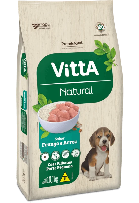 Embalagem de PremieR VittA Natural Cães Filhotes Porte Pequeno Frango e Arroz