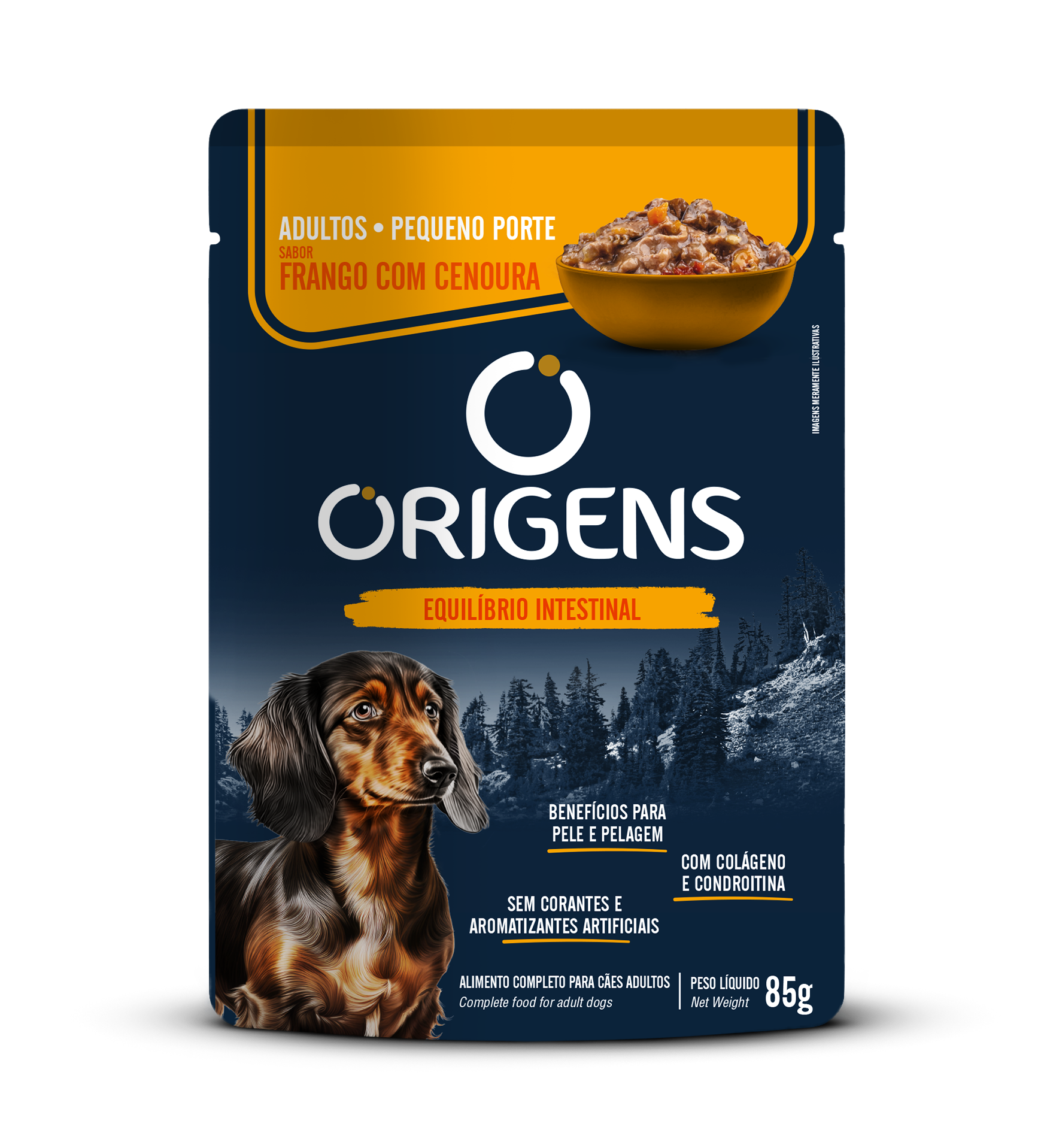 Embalagem de Origens Premium Especial Cães Adultos Pequeno Porte Sabor Frango com Cenoura