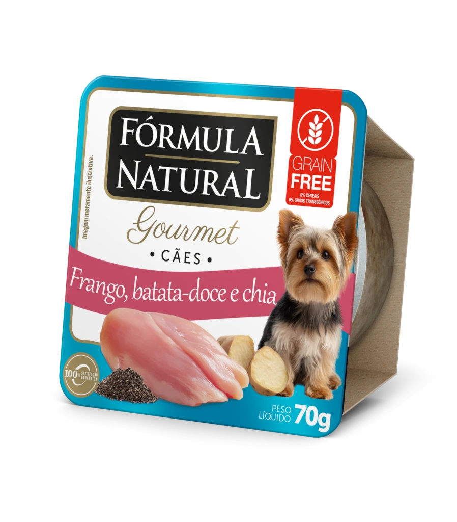 Packshot oficial de Fórmula Natural Super Premium Gourmet Cães Sabor Frango, Batata Doce e Chia