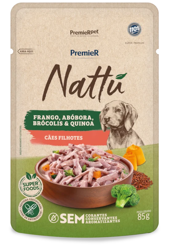 Embalagem de PremieR Nattu Úmidos Cães Filhotes Frango, Abóbora, Brócolis e Quinoa