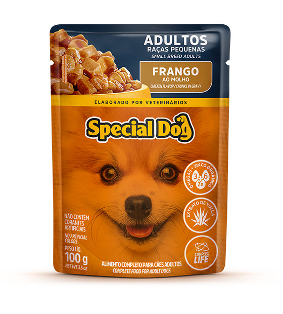 Embalagem de Special Dog Cães Adultos Raças Pequenas Sabor Frango (Sachê)
