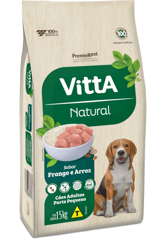 Embalagem de PremieR VittA Natural Cães Adultos Porte Pequeno Frango e Arroz
