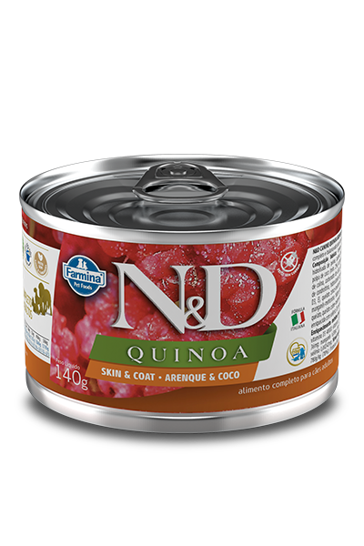 Embalagem de N&D Quinoa Canine Pele & Pelo Peixe Wet Food