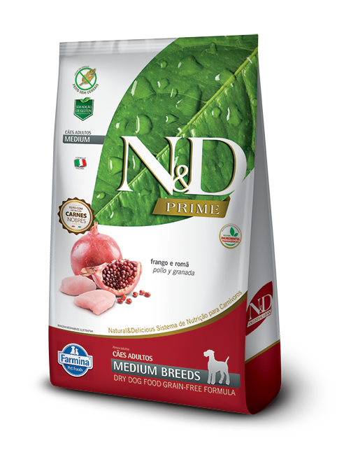 Embalagem de N&D Prime Canine Frango & Romã Adult Medium