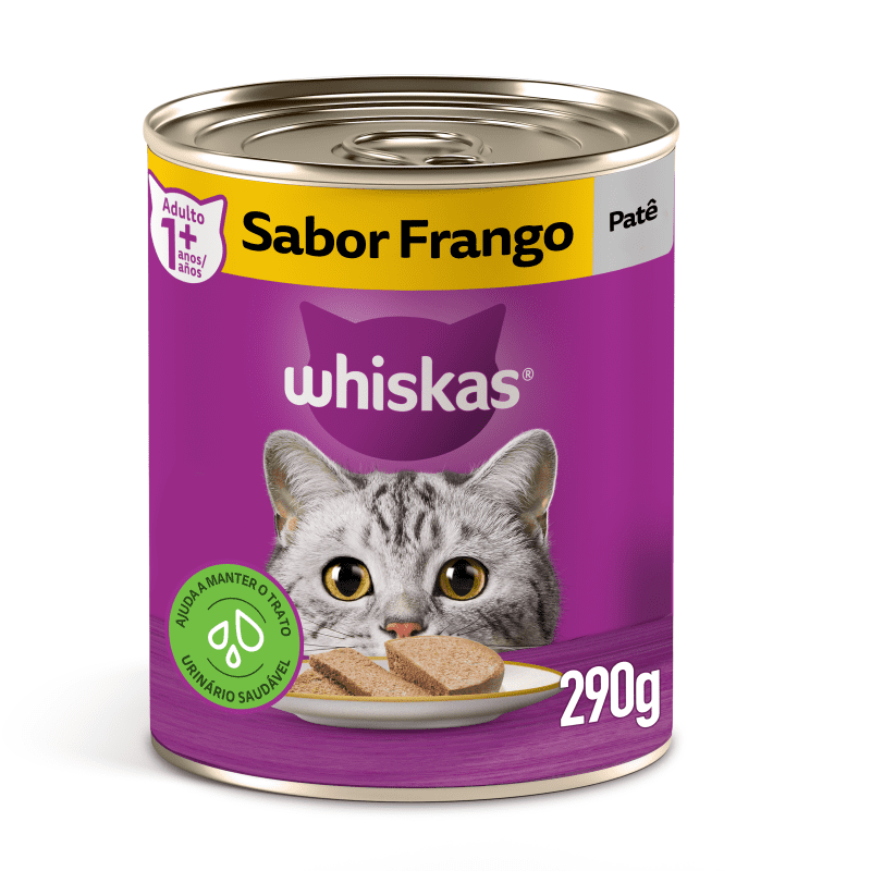 Embalagem de Whiskas Lata Patê de Frango para Gatos Adultos