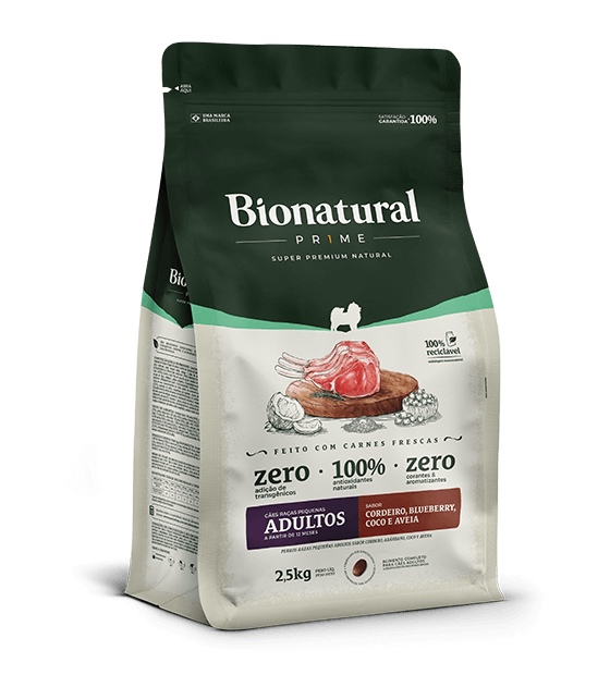 Embalagem de Bionatural Prime Cães Raças Pequenas Adultos Cordeiro