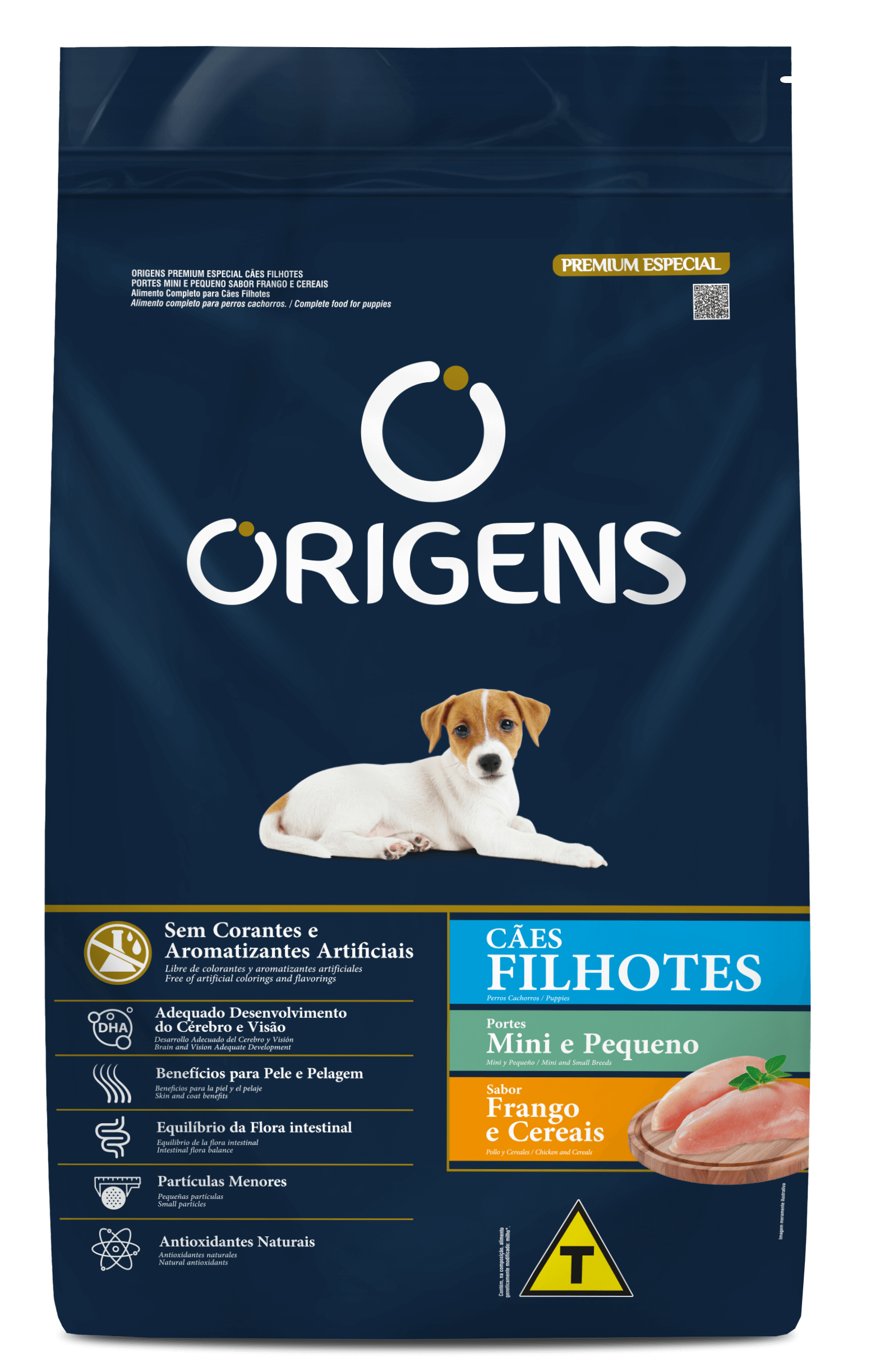 Embalagem de Origens Premium Especial Cães Filhotes Portes Mini e Pequeno Sabor Frango e Cereais