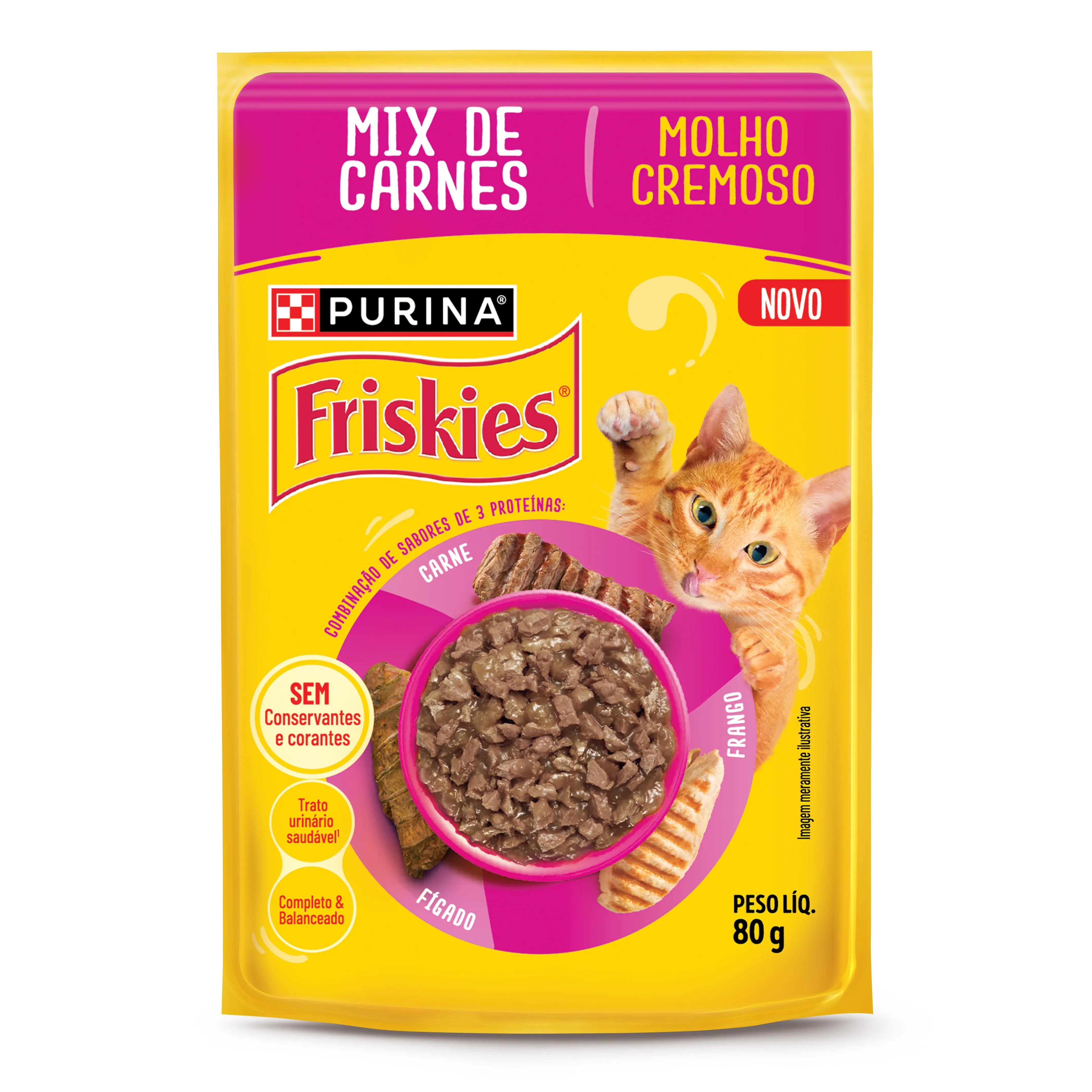 Embalagem de Purina Friskies Gatos Adultos Mix de Carne (Sachê)