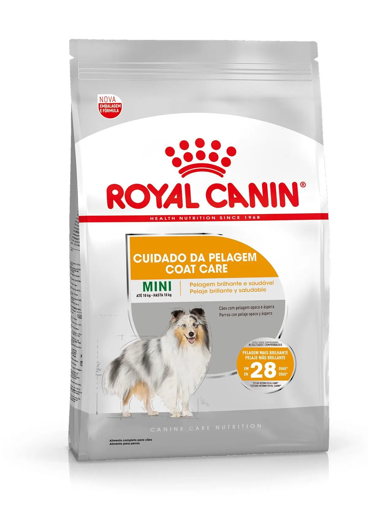 Embalagem de Royal Canin Mini Cuidado da Pelagem e Mini Coat Care