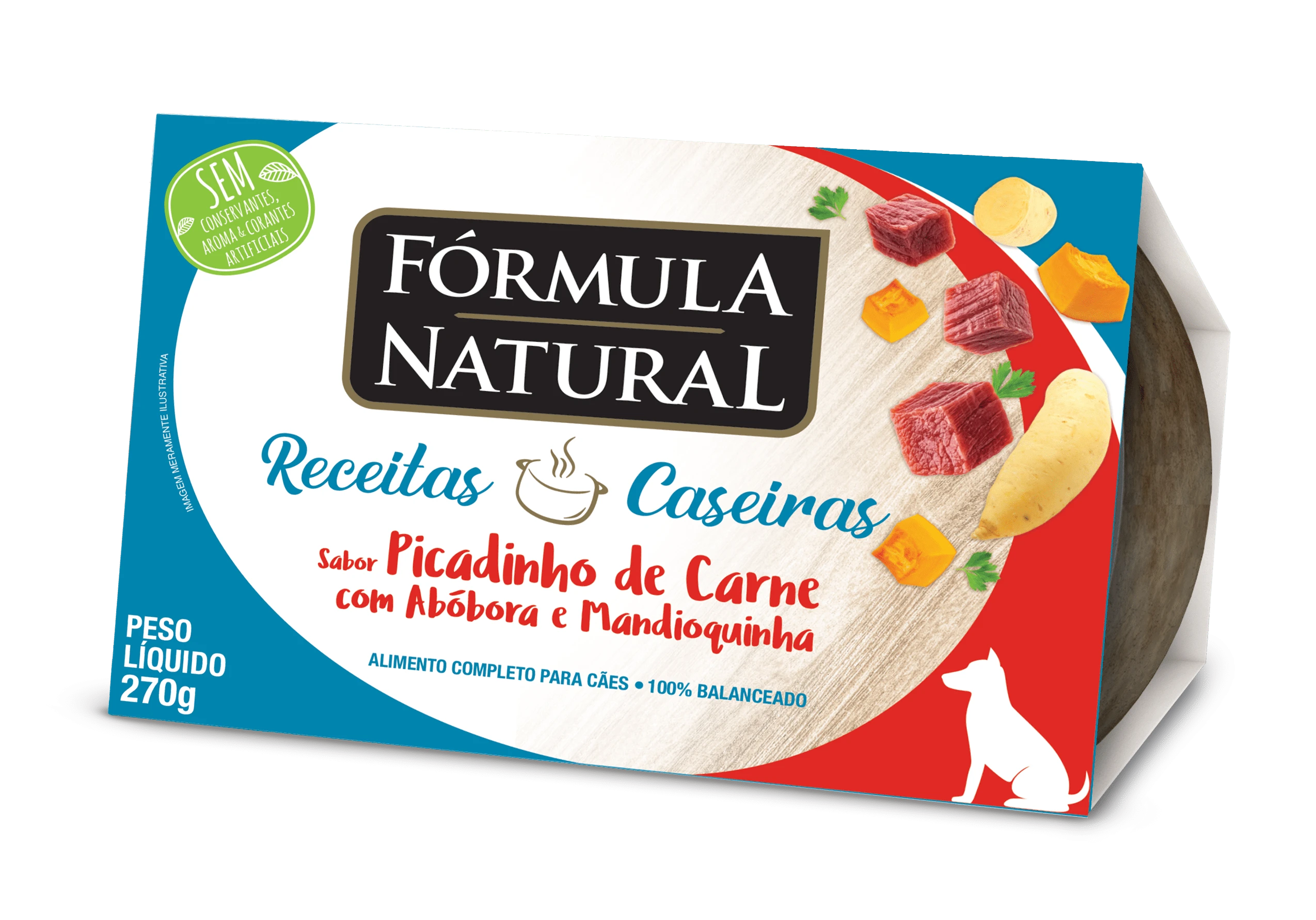 Packshot oficial de Fórmula Natural Receitas Caseiras Cães Adultos Picadinho de Carne com Abóbora e Mandioquinha