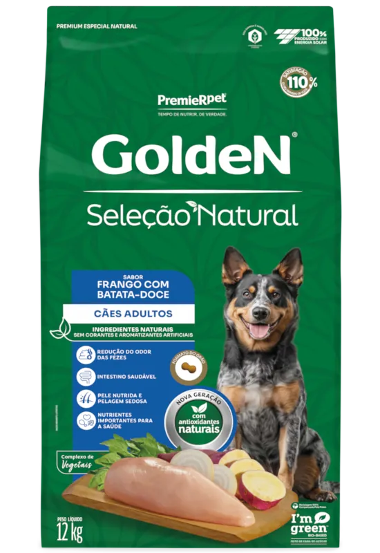 Embalagem de GoldeN Seleção Natural Cães Adultos Frango & Batata-doce