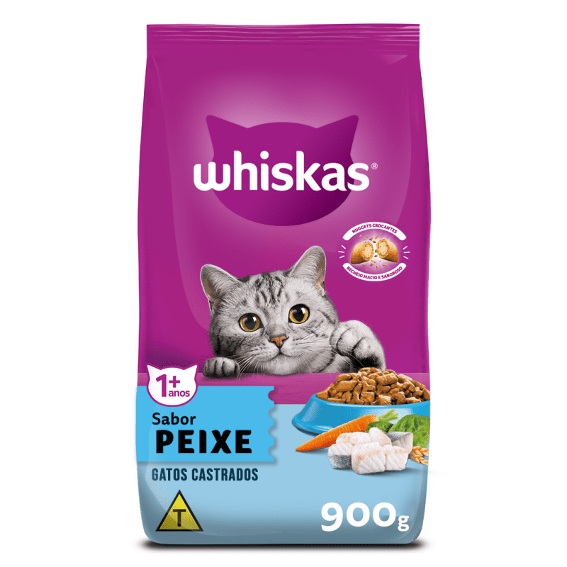 Embalagem de Whiskas Peixe Gatos Adultos Castrados